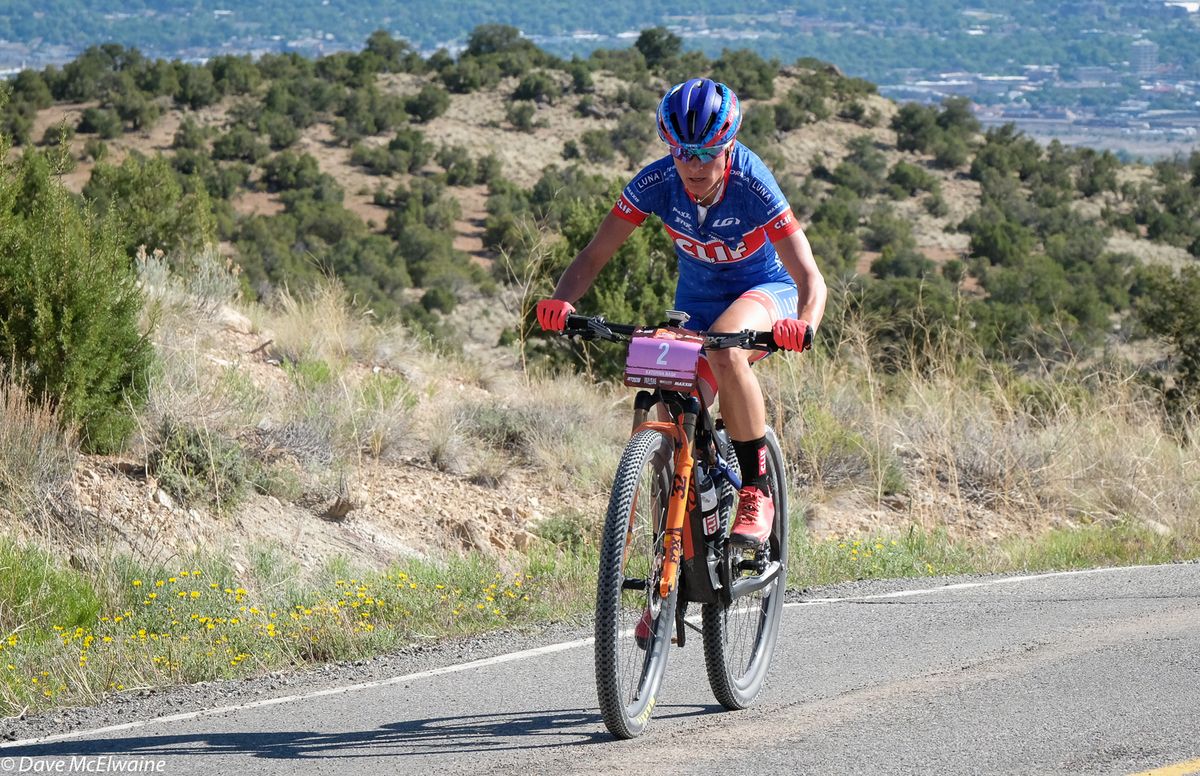 Katerina Nash (Clif Bar) continued to pull away on the road climb before Twist and Shout Trail