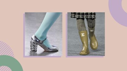 A composite of the fall winter shoe trends 2022 from the runways