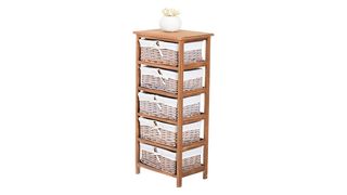 HOMCOM 5 drawer dresser wicker basket storage