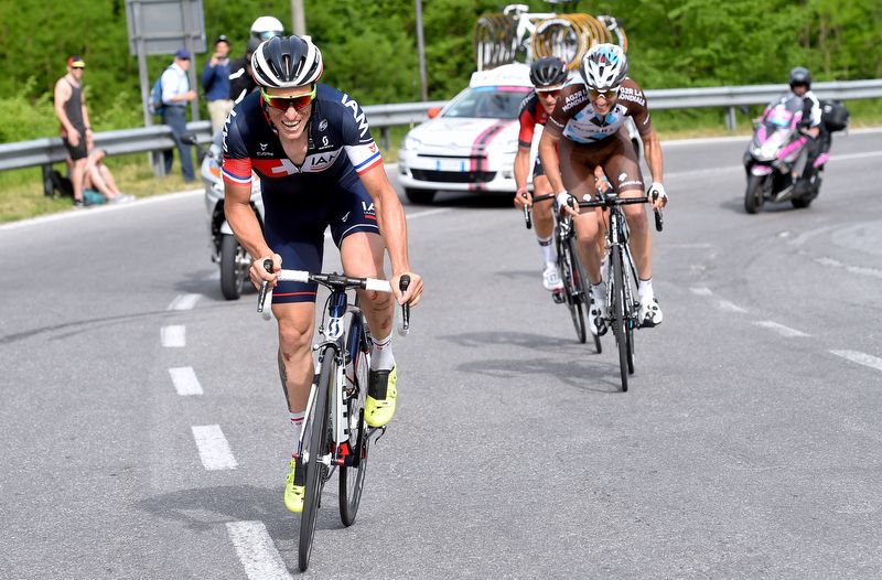 Sylvain Chavanel (IAM Cycling) attacks his breakaway comrades
