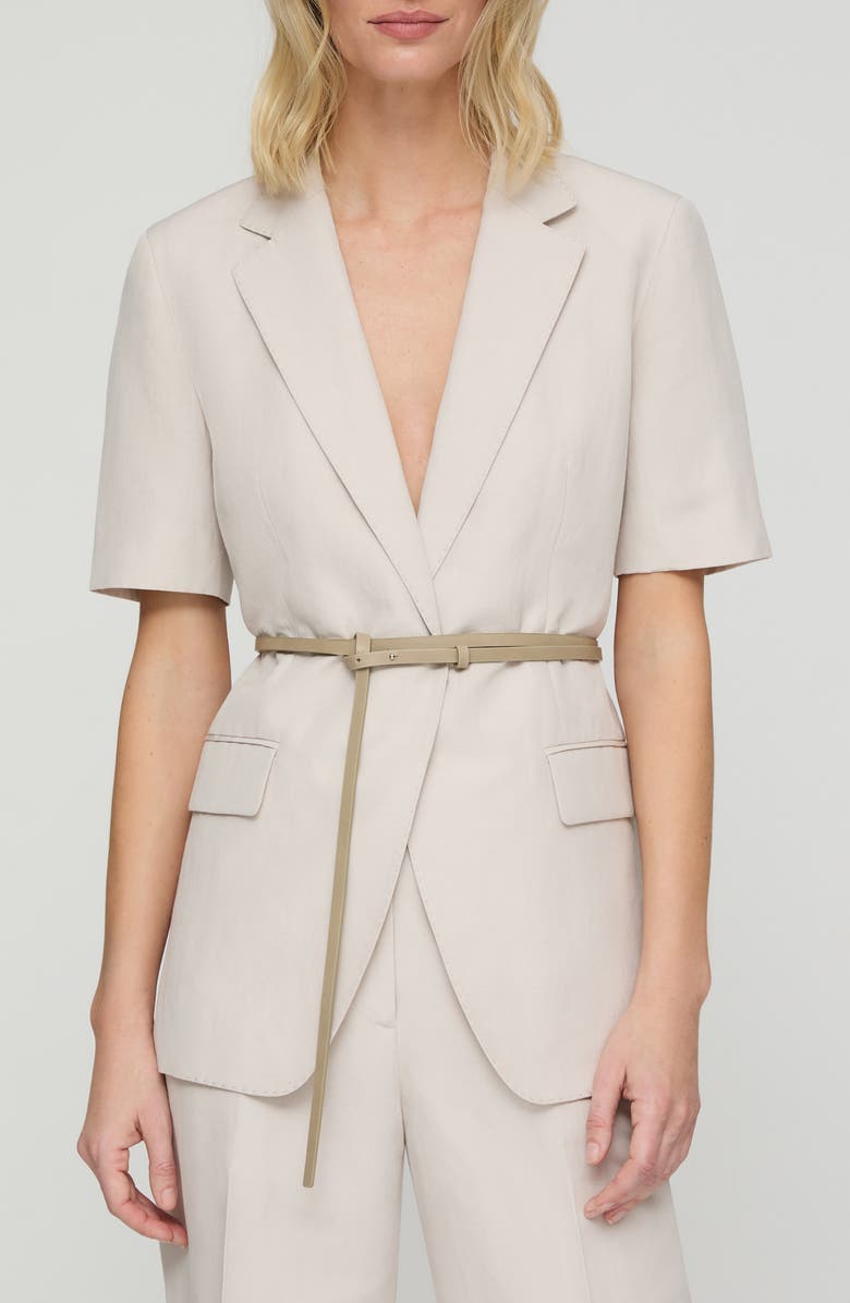 Short Sleeve Silk &amp;amp; Linen Belted Blazer