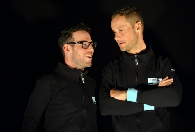Mark Cavendish and Tom Boonen at the 2013 Omega Pharma-Quickstep launch