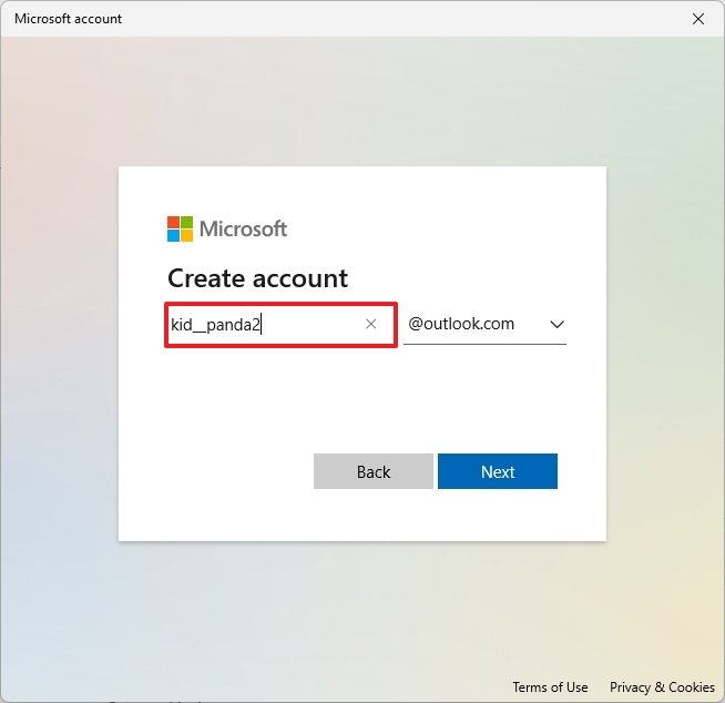 Create child email account