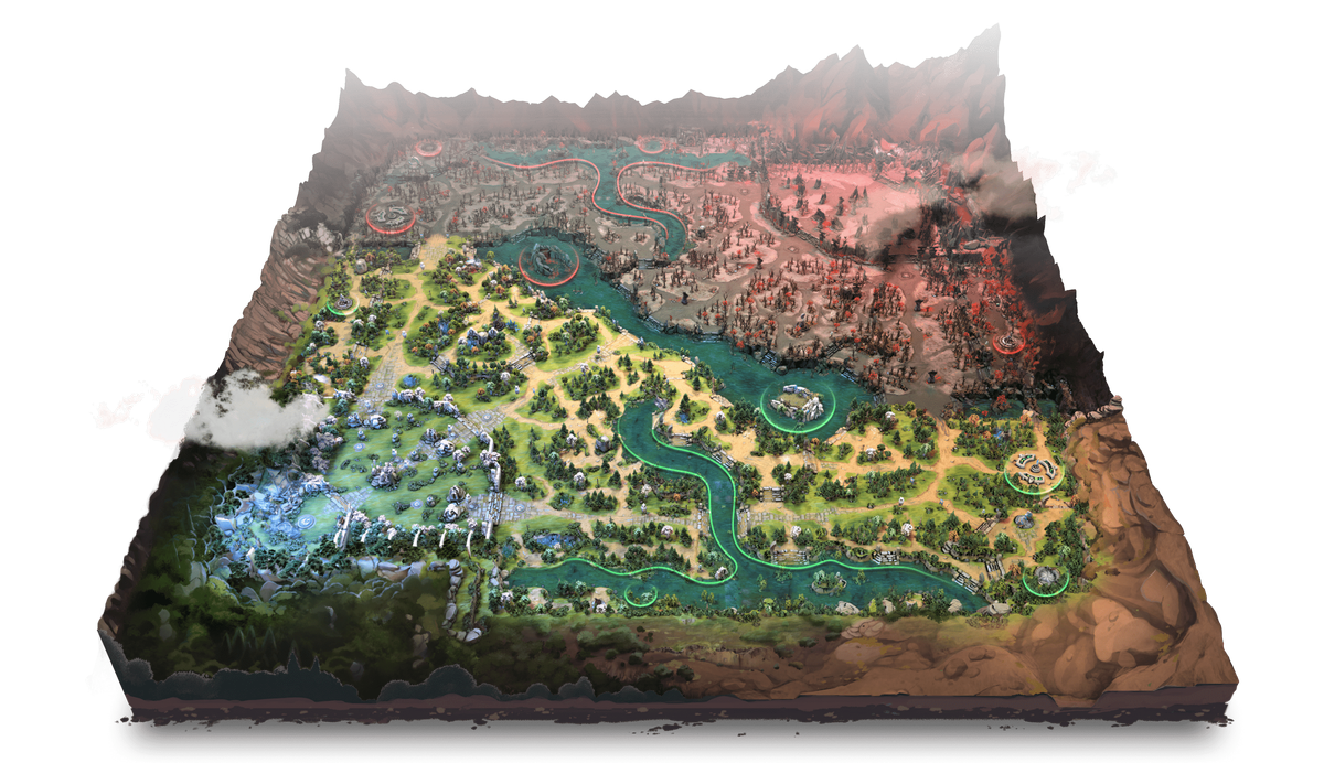 An image of the Wandering Waters map update to Dota 2