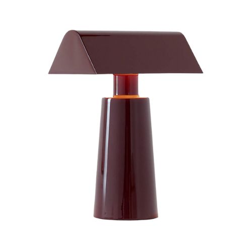 Crate &amp;amp; Barrel, Caret Portable Led Table Lamp Burgundy 11.6&quot;