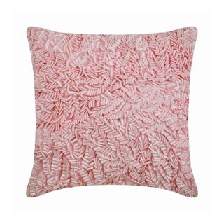 Pink ribbon-textured throw pillow in Coquette style
