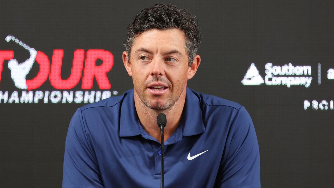 Rory McIlroy at his press conference before the Tour Championship at East Lake