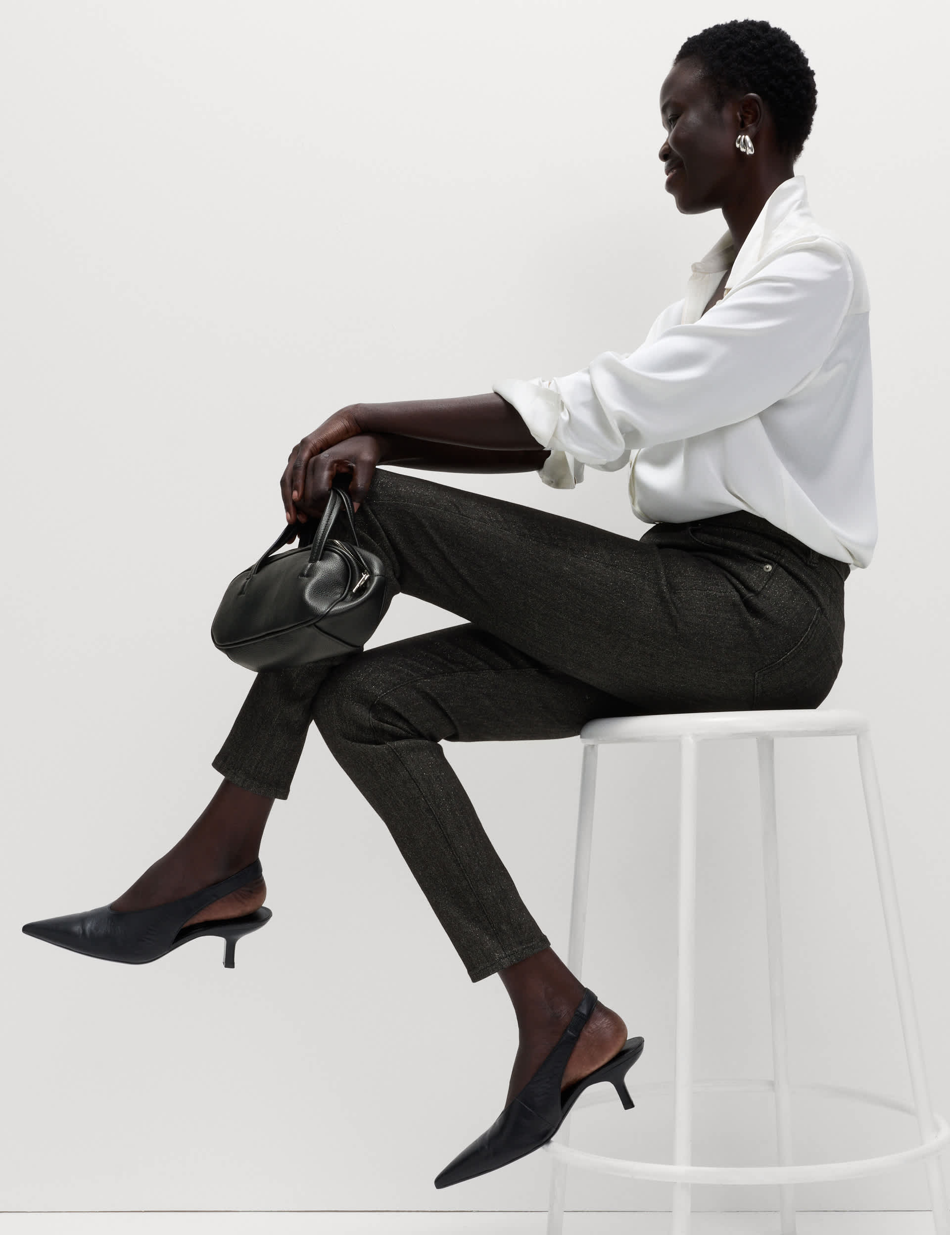 Ivy Mid Rise Shimmer Skinny Jeans