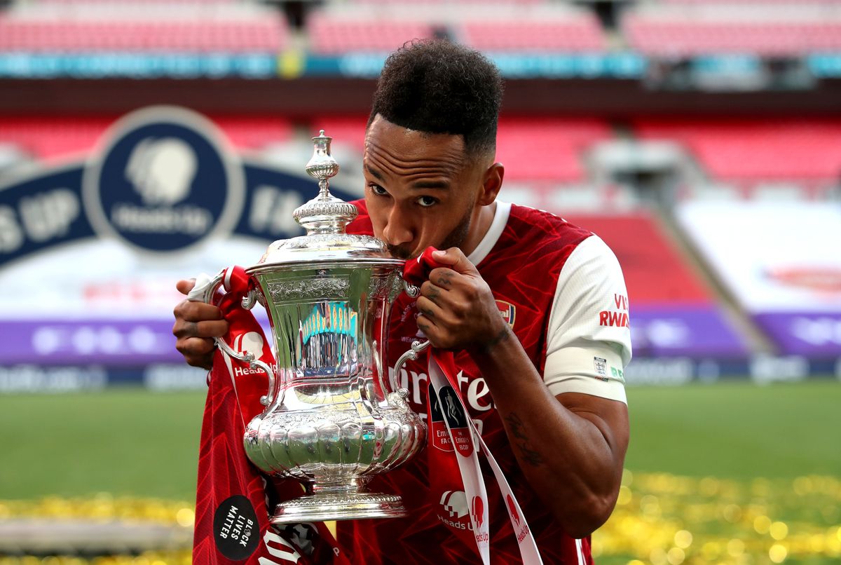 Pierre-Emerick Aubameyang scored twice in the final before lifting the FA Cup as Arsenal captain.