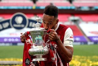Pierre-Emerick Aubameyang scored twice in the final before lifting the FA Cup as Arsenal captain.