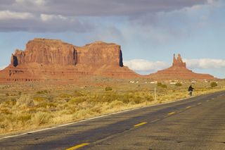 The Navajo Nation spans over three states across an area nearly the size of Ireland. The landscape there is varied, but mostly desert and almost completely drought-stricken. Here, U.S. Highway 163 threads through Monument Valley on the Arizona-Utah state line.
