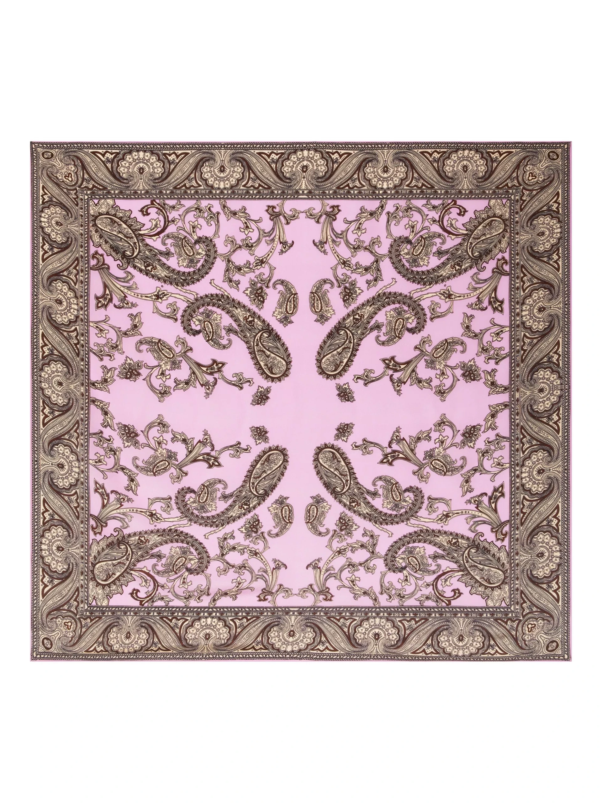Amanda Wakeley Wisteria Paisley Print Square Pure Silk Scarf, Pink/cream