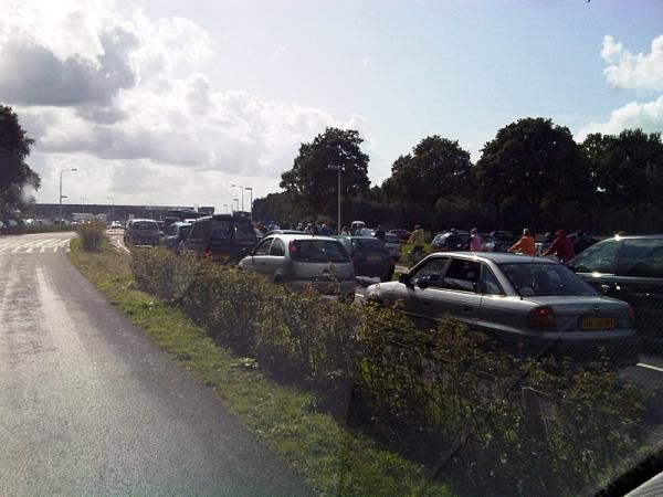People drove in...