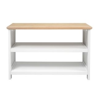 White and wooden shoe bench
