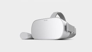 The Oculus Go headset from the front.