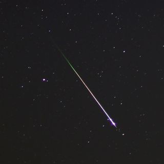 Night sky photographer Mike Hankey of Freeland, Md., captured this dazzling Leonid meteor on Nov. 17, 2012, during the peak of the annual Leonid meteor shower.