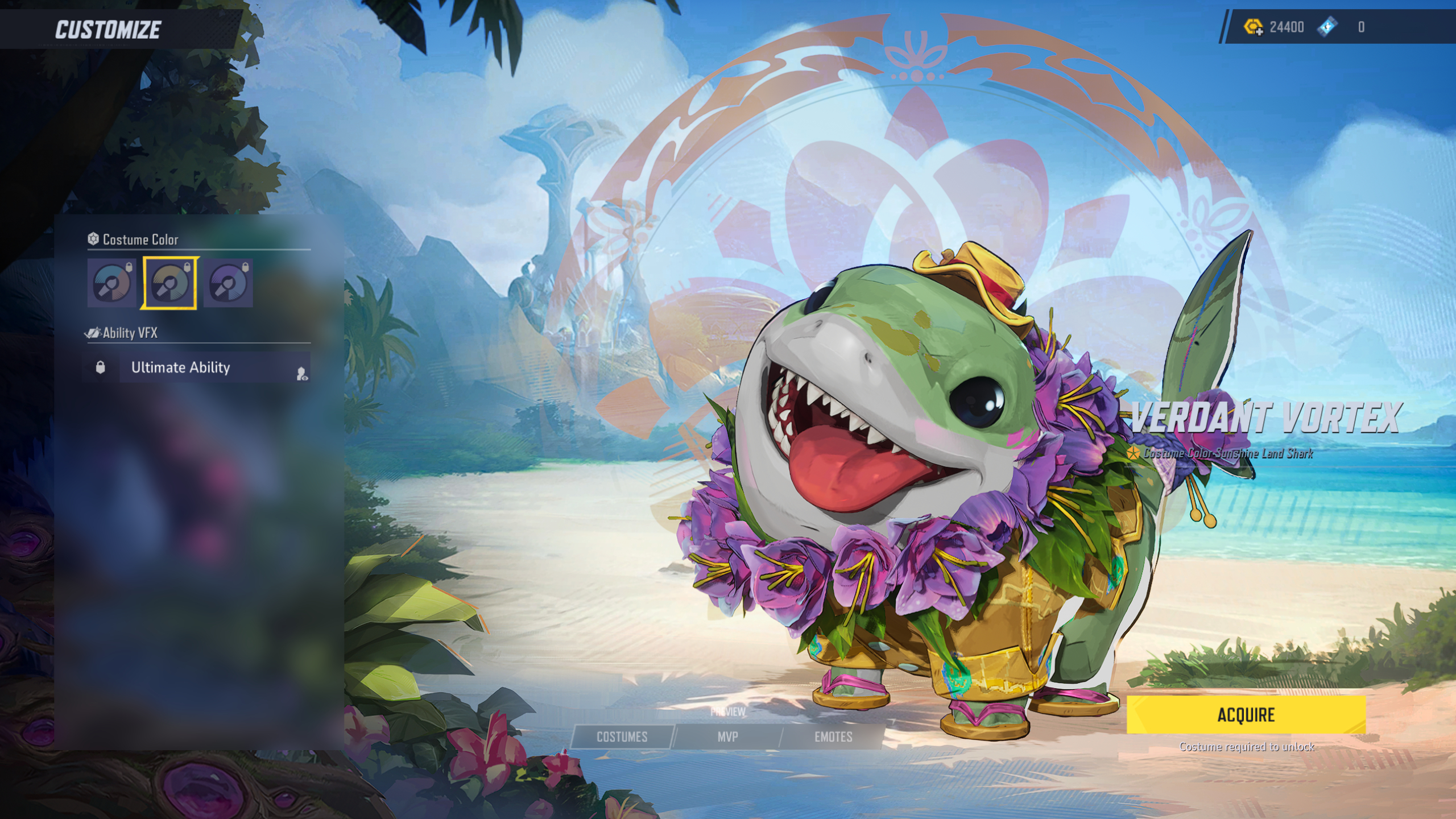 Marvel Rivals costume customisation: The Verdant Vortex colour for Jeff the Land Shark.