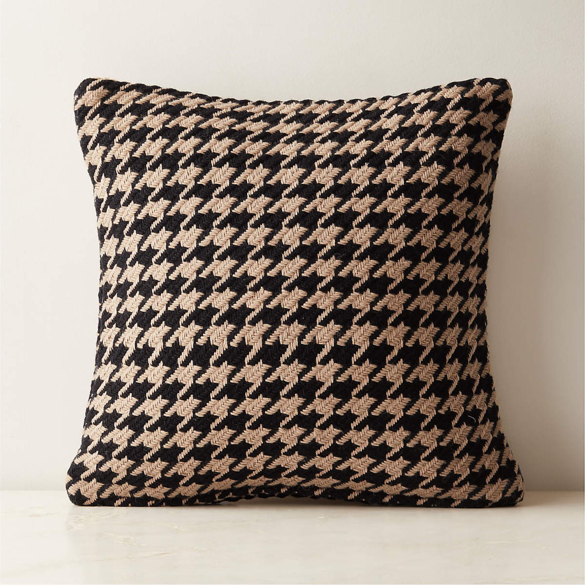 cotton and wool houndstooth pillow from CB2
