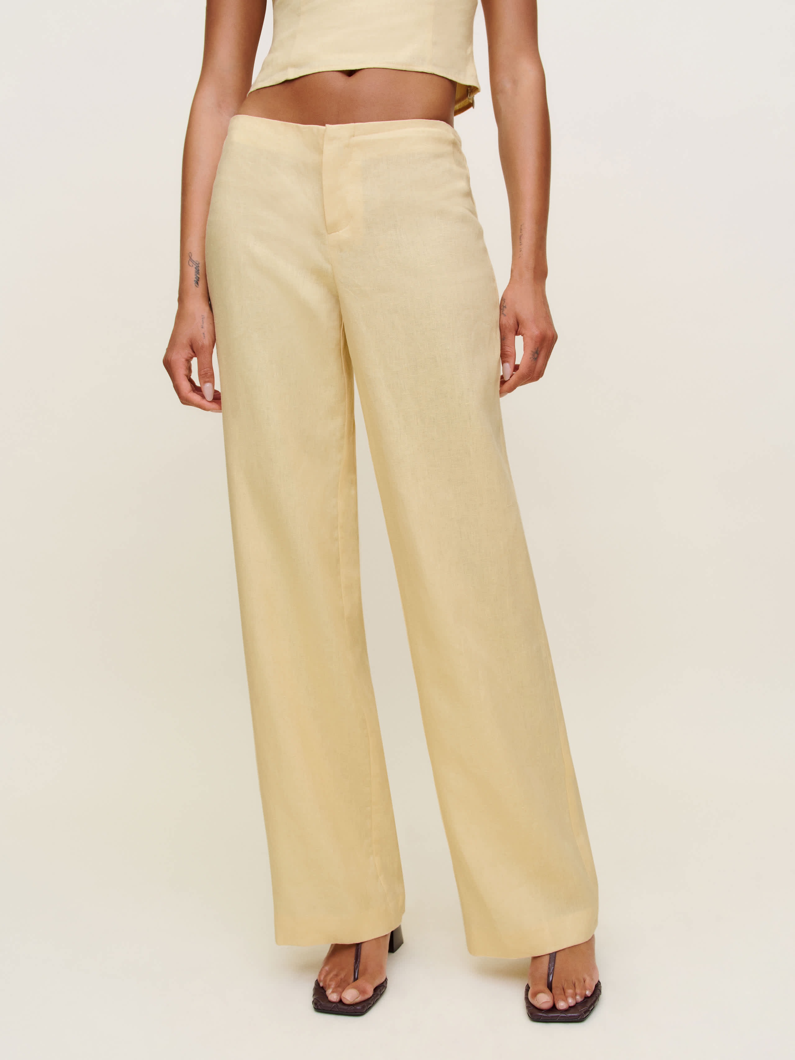 Reformation, Vida Linen Low Rise Pants