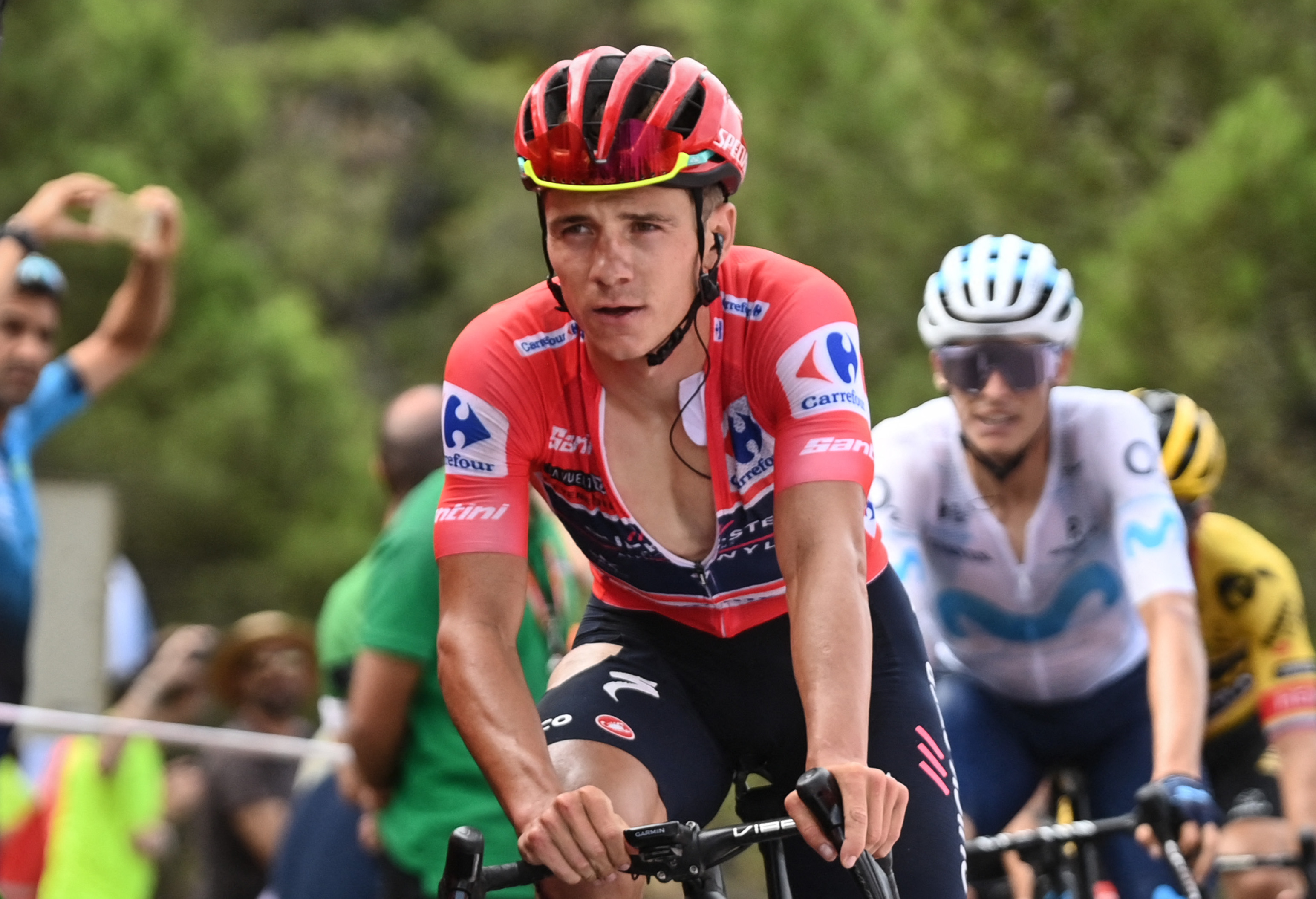 Remco Evenepoel in the Vuelta a Espana leader's jersey