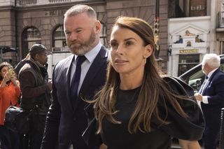 Coleen Rooney and Wayne Rooney arriving at the trial