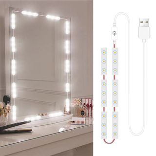 A mirror with LED strips