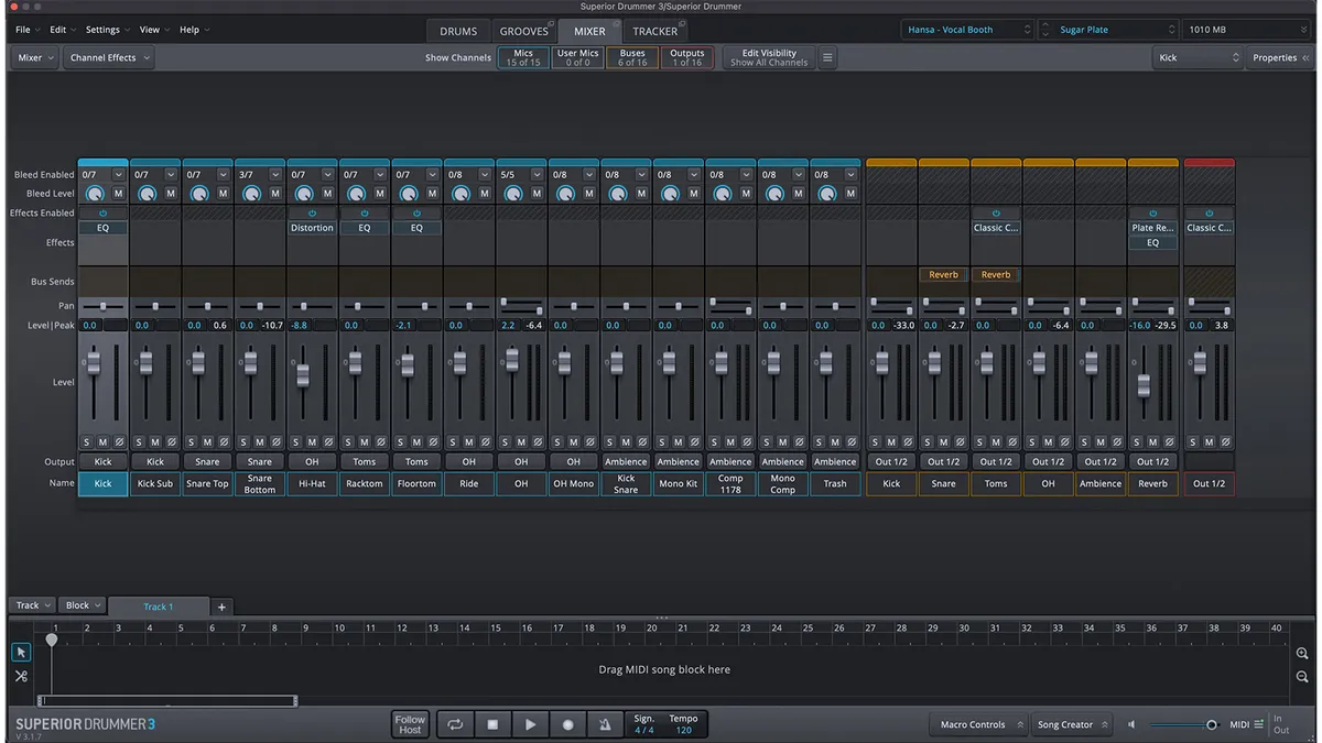 Mixing in Superior Drummer