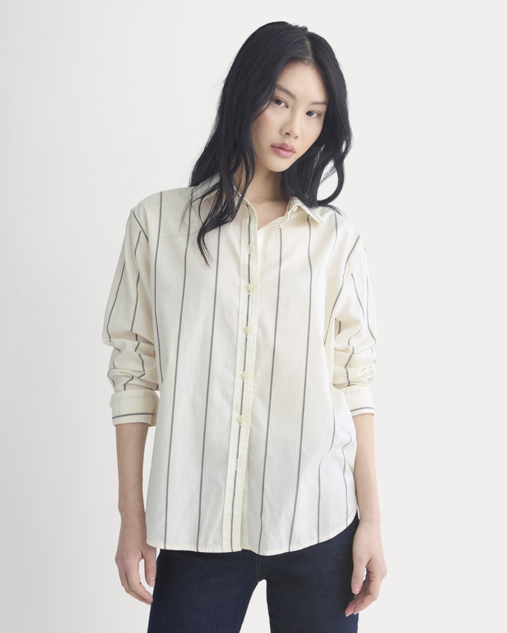 Everyday Shirt in Silky Cotton | Gardenia/meteorite - Xxs