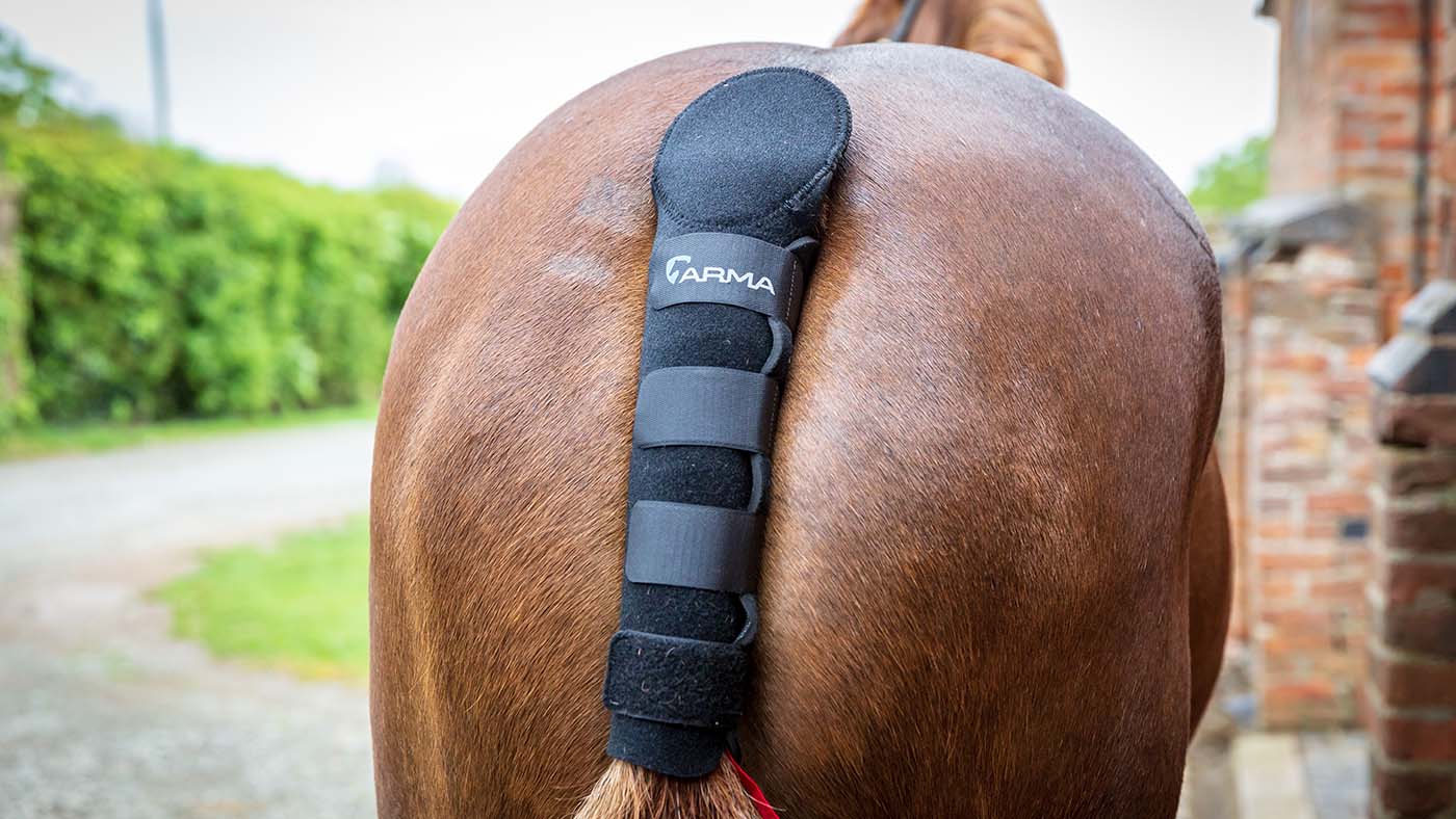 Shires Arma tail guard with detachable tail bag for horses