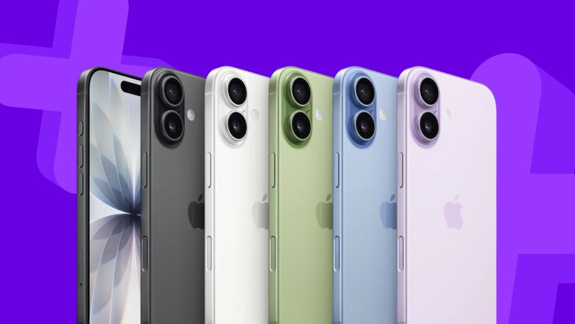 iPhone 17 devices lined up against a purple background