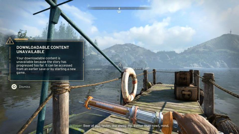 Atomfall screenshot reads "downloadable content unavailable" when standing at the dock
