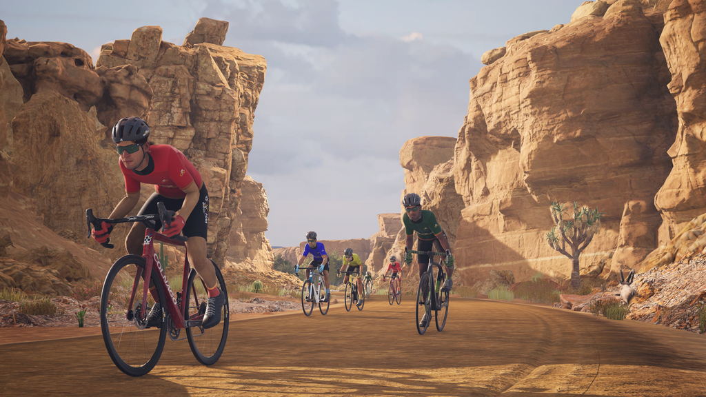 A shot of the AlUla world in MyWhoosh