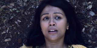 karen david's grace laying in the leaves on fear the walking dead