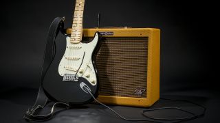 Picture of a Fender Edge strat guitar and amp