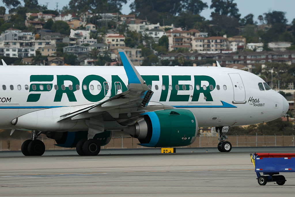 Frontier airplane on the runway