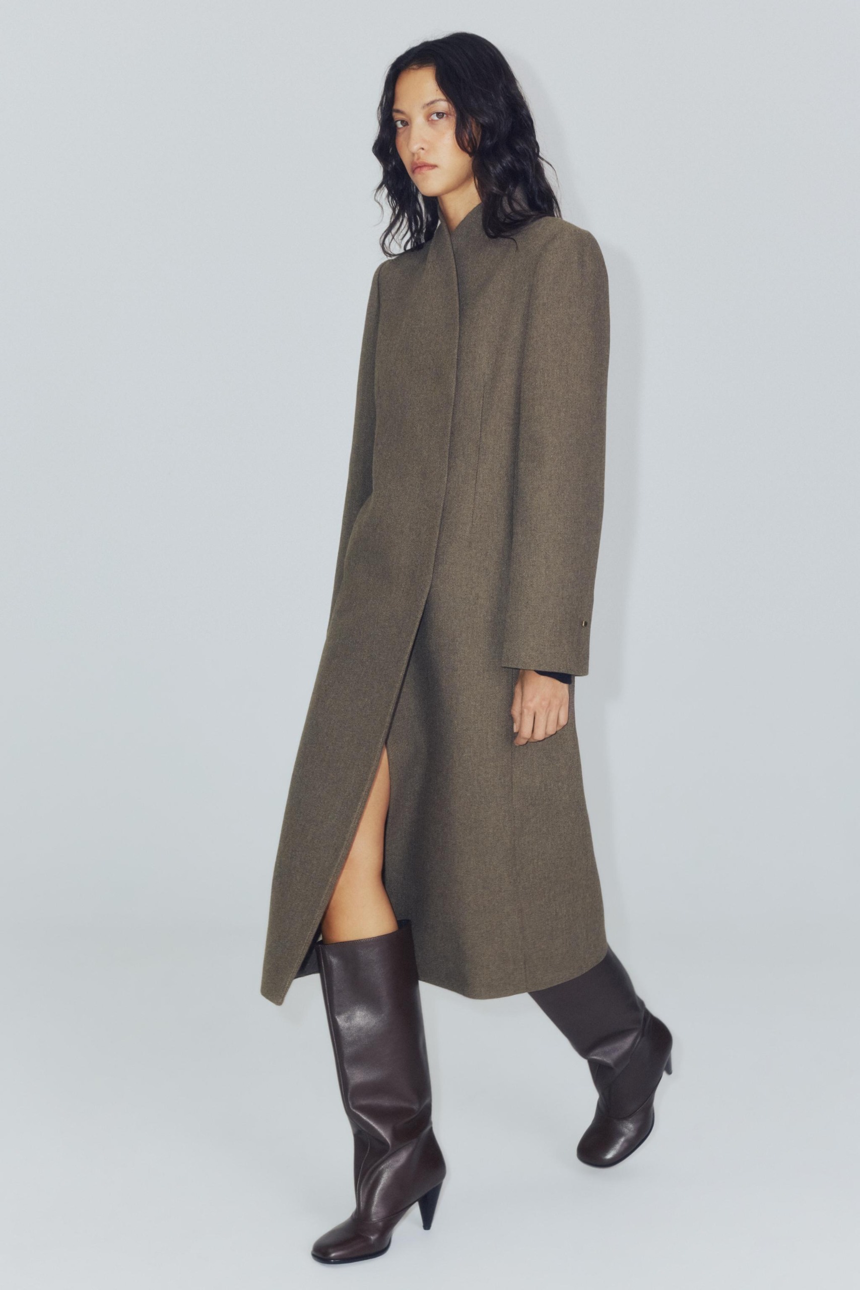 ZARA Zw Collection Tailored Coat - Brown / Taupe - Xs