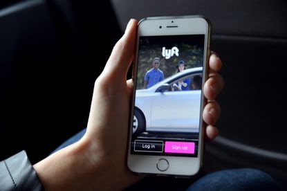 The Lyft app on a phone