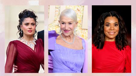 3 pictures of eye makeup ideas. L-R: Salma Hayek Pinault, Dame Helen Mirren, Regina Hall