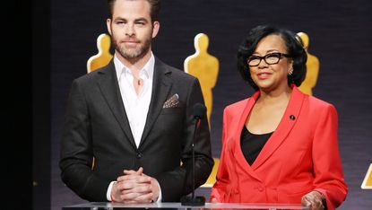 Cheryl Boone Isaacs on stage at the Oscars