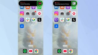 Ending screen recording on iPhone 16