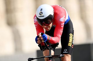 BUDAPEST HUNGARY MAY 07 Tom Dumoulin of Netherlands and Team Jumbo Visma sprints during the 105th Giro dItalia 2022 Stage 2 a 92km individual time trial stage from Budapest to Budapest ITT Giro WorldTour on May 07 2022 in Budapest Hungary Photo by Stuart FranklinGetty Images