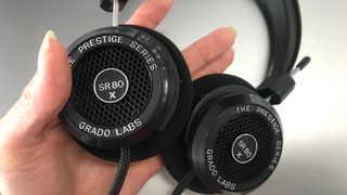 Grado SR80x headphones on white background