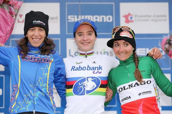 The Nommay podium: Helen Wyman, Marianne Vos and Eva Lechner