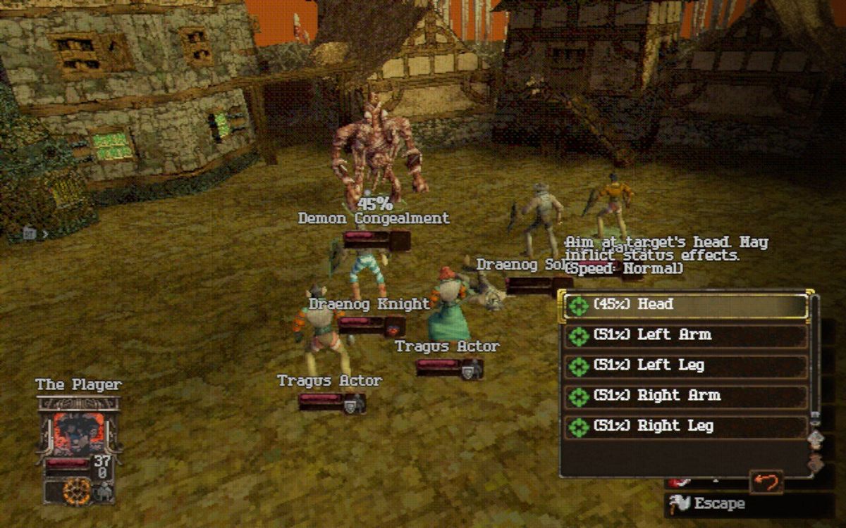Entropy battle scene showing many characters lined up against flesh monster