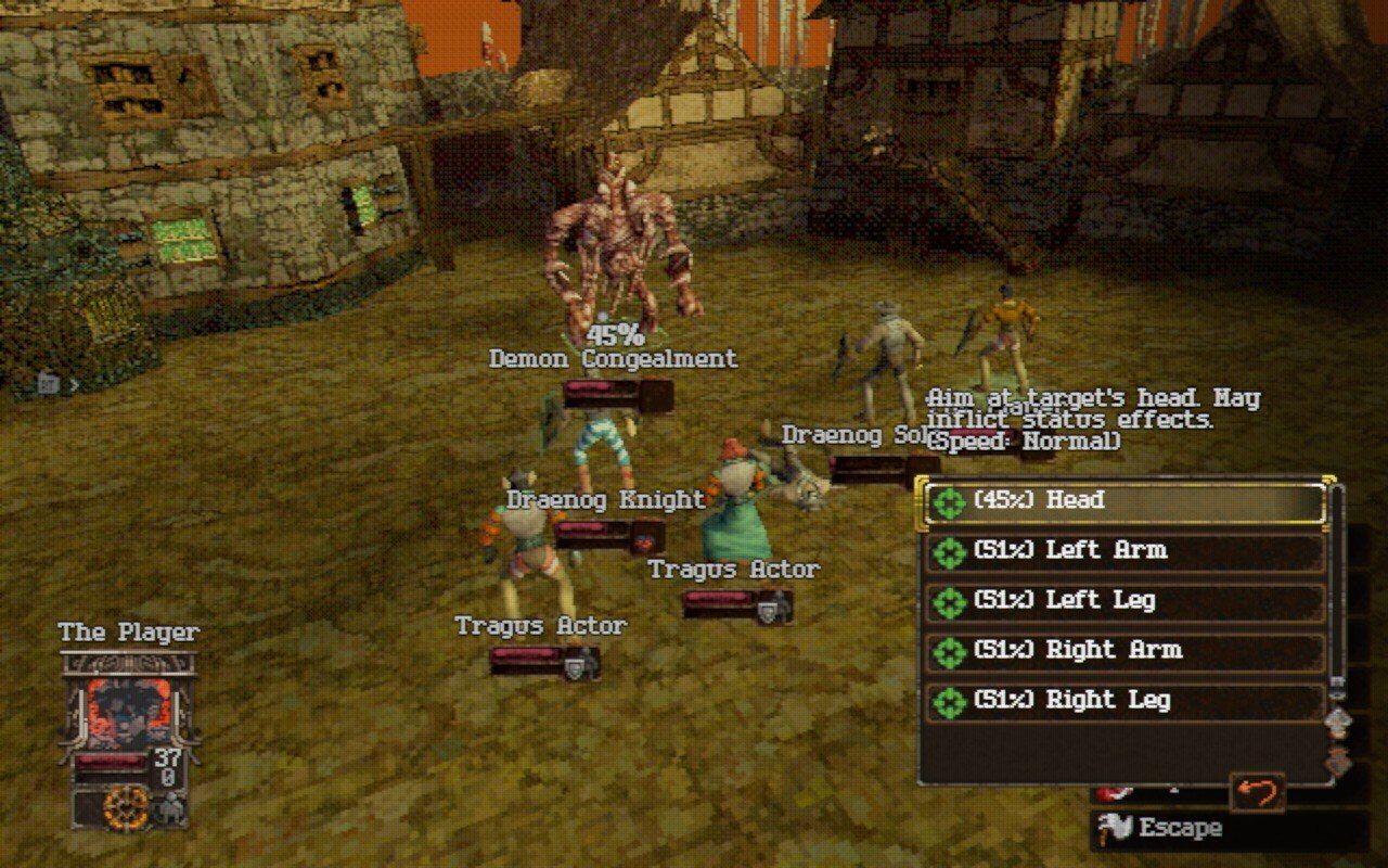 Entropy battle scene showing many characters lined up against flesh monster