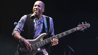 Nathan East of Toto performs live during their 35th Anniversary Tour at the Nippon Budokan on April 28, 2014 in Tokyo, Japan.