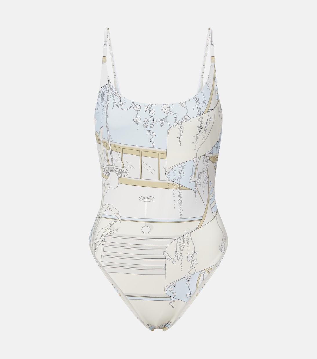 Printed Swimsuit  in Beige - Tory Burch