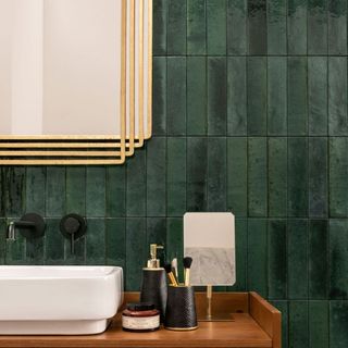 high gloss green bathroom tile