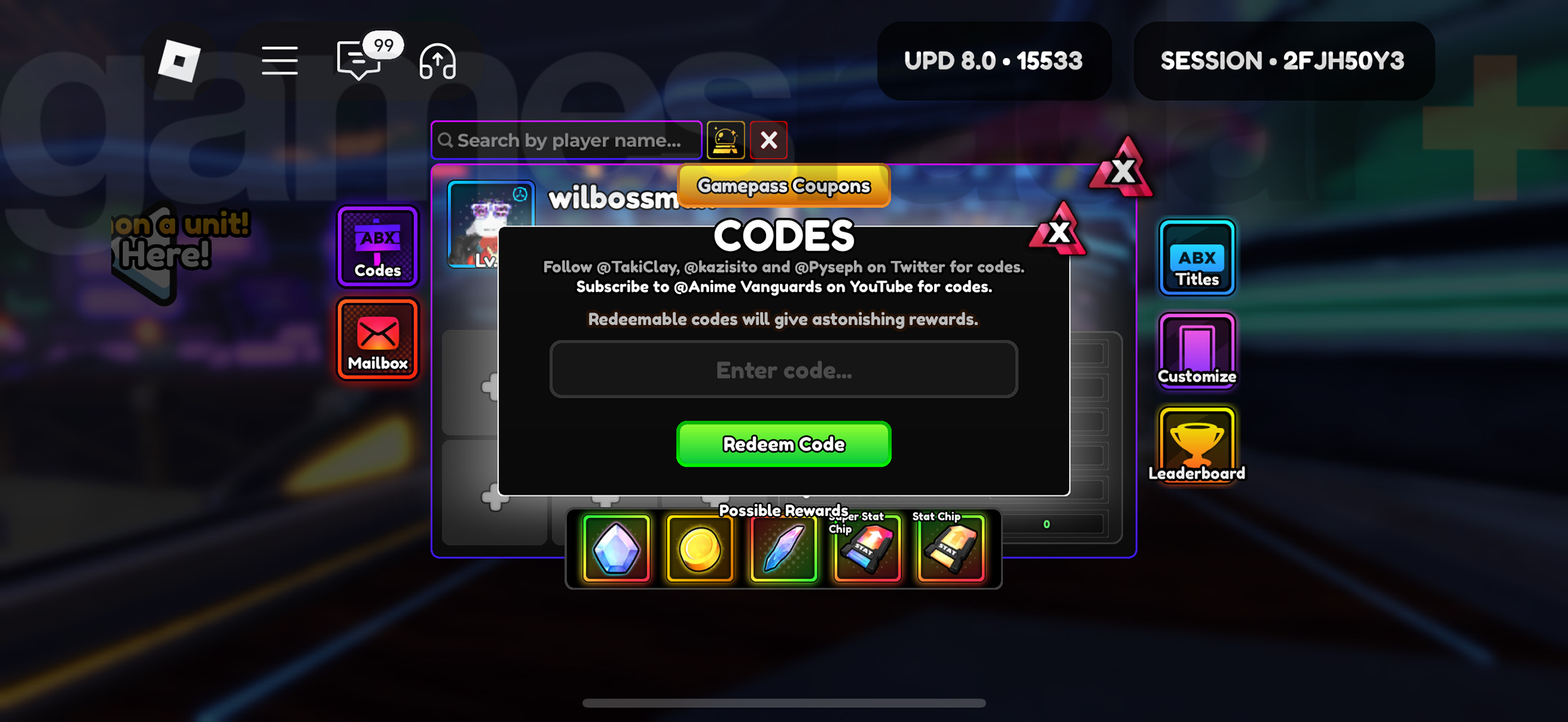 Anime Vanguards codes