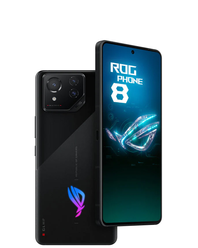 The Asus ROG Phone 8 is shown in black.